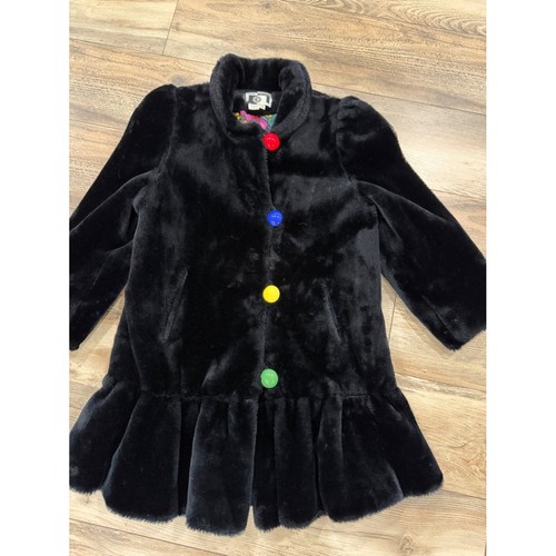 Girls faux fur coat - girls, black