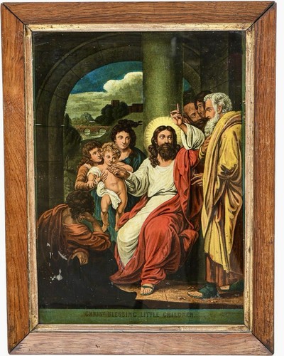 Antique reverse oil painting - oil,