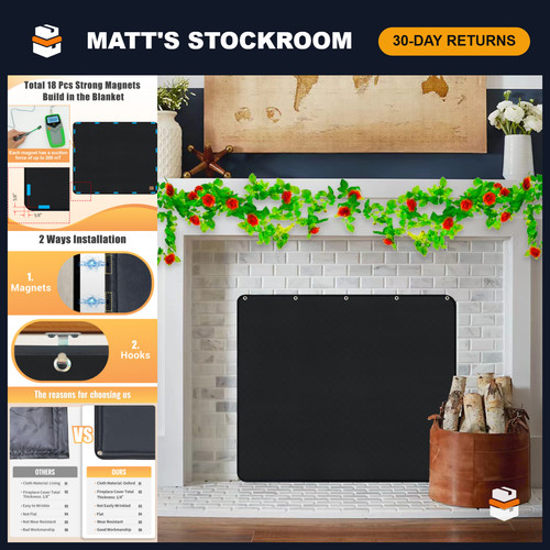 Magnetic fireplace cover - fireplace,