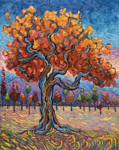 Original oil painting autumn - original,