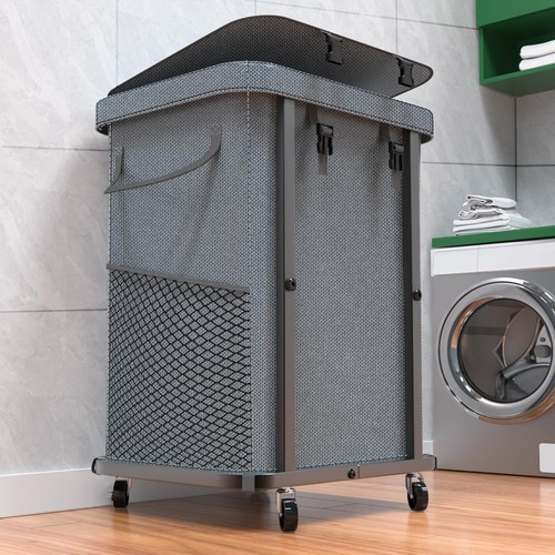 Grey rolling laundry hamper - grey,