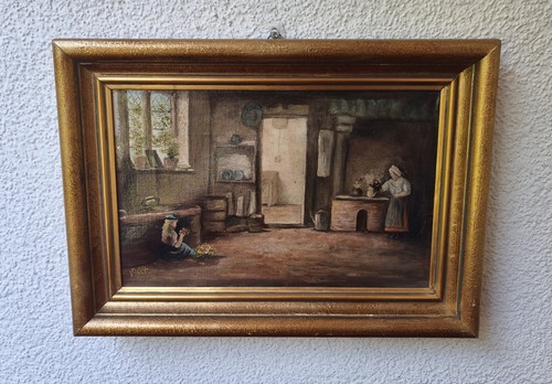 Antique oil painting - oil, 1904