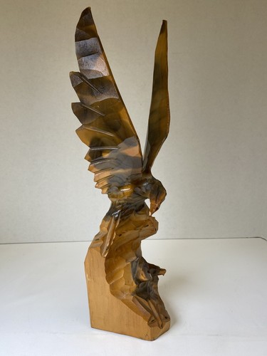 Wood carved vintage eagle - carved,