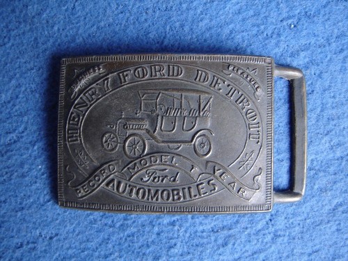 Ford model belt buckle tin - t,