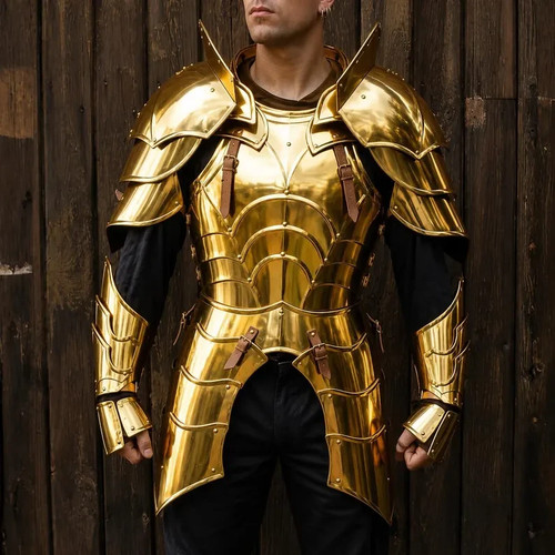 Golden steel knight armor - armor, suit