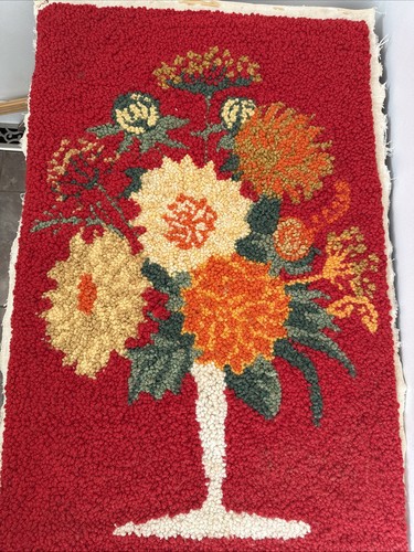 Vintage floral shag latch hook - floral,