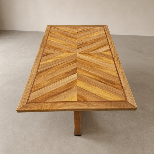 Oak herringbone table - herringbone,