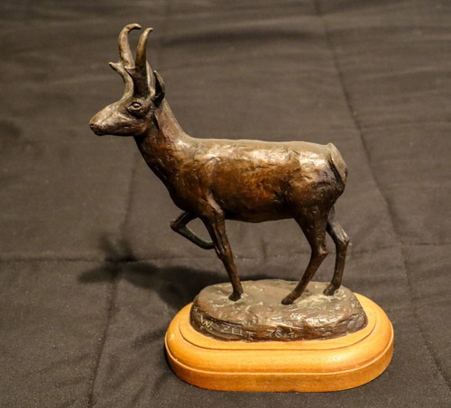 Bronze antelope signed - bronze,