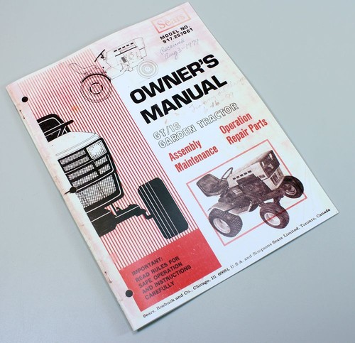 Sears owners manual gt18 twin - sears,