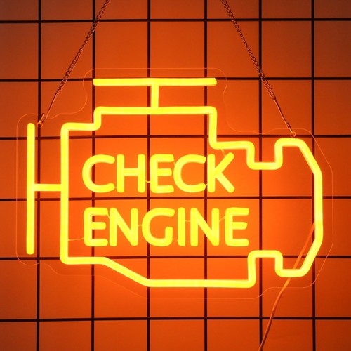 Check engine neon sign - check, man