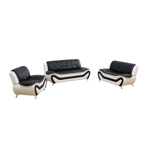 Black white faux leather - white,