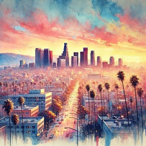 Los angeles watercolor - los,