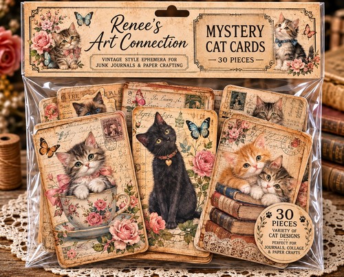 Vintage cat cards mystery pack - cat,
