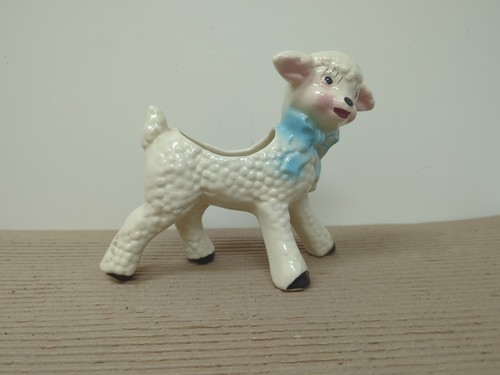 Vintage ceramic baby lamb - vintage,
