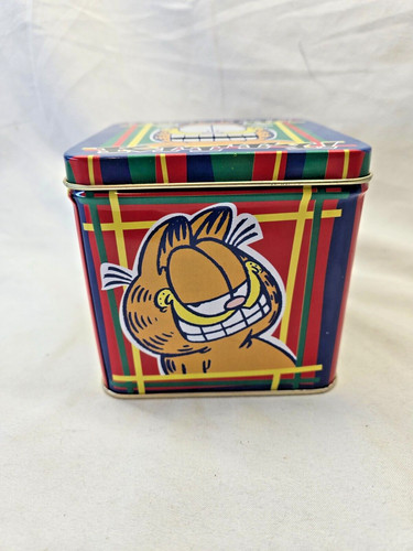 Vintage garfield metal tin - vintage,