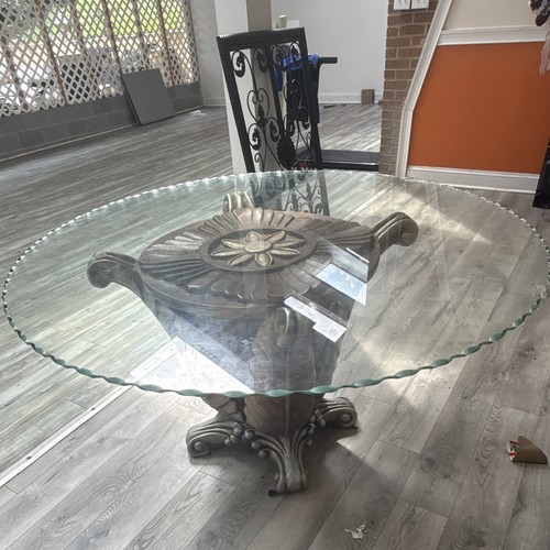 Round glass top dining table - top,