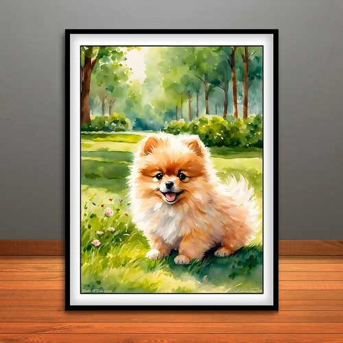 Pomeranian puppy print - pomeranian,