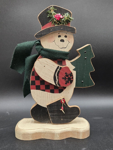 Vtg wooden winter christmas - wooden,