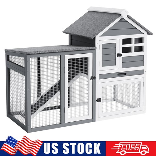 Wooden rabbit hutch - rabbit, bunny