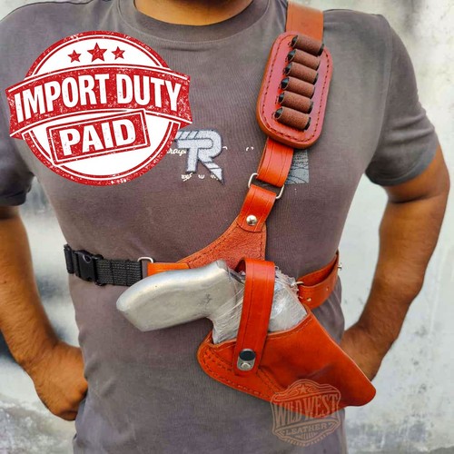 Leather chest revolver holster - leather,