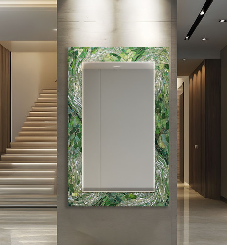 Green mosaic rectangle - mosaic, wall