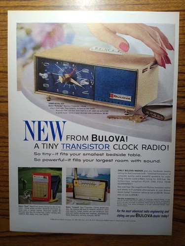 Bulova transistor clock radio - clock,
