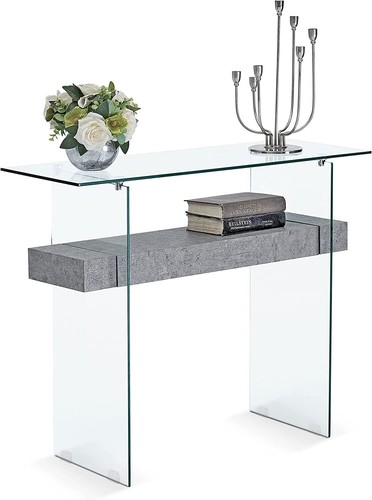 Ivinta narrow glass console - glass,