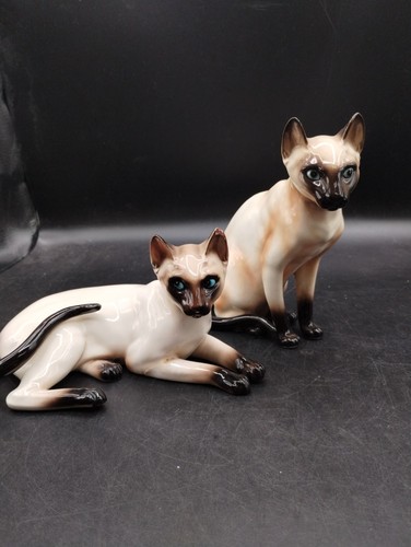 Vintage porcelain siamese cat - siamese,