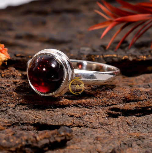 Natural garnet ring - natural, red