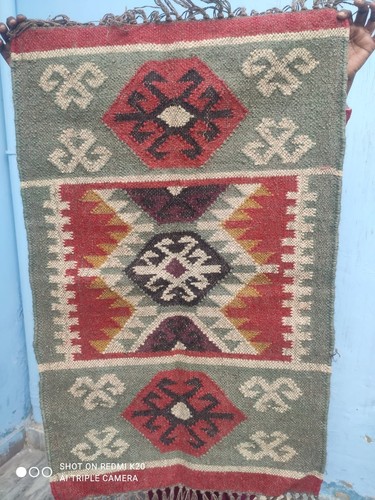 Handwoven wool jute rug - wool, rug,