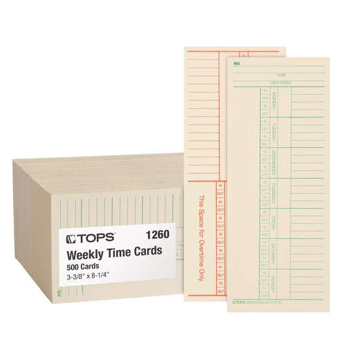 Tops time cards - time, weekly