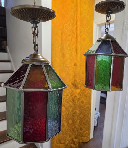 Vtg 1960s stained glass - stained,