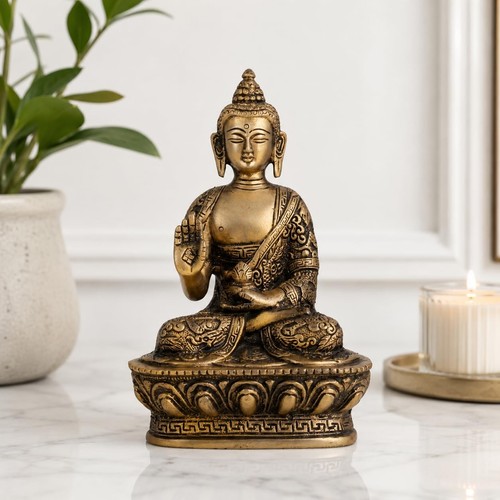 Brass blessing gautam buddha - blessing,