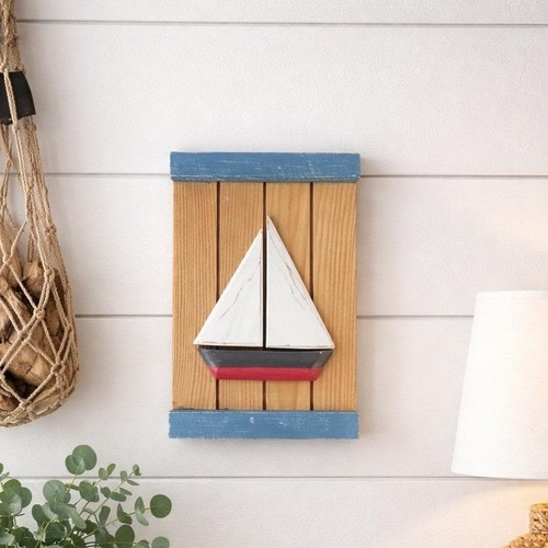 Rustic sailboat wall art wood - wall,
