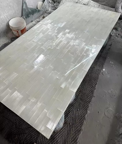 Selenite dining tabletop stone - selenite,