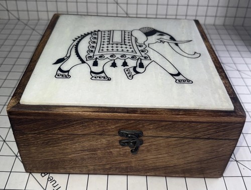Marble inlay wood box - inlay,