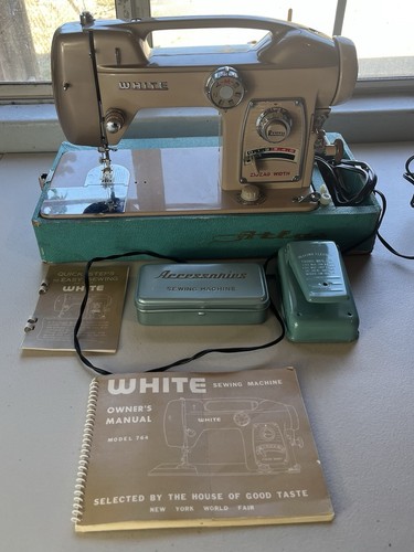Vintage white sewing machine - white,