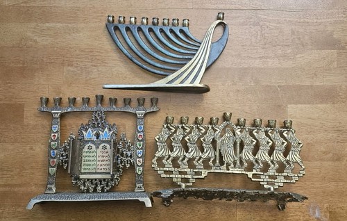 Vtg menorah lot - of, brass