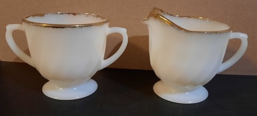 Fire king cream - and, bowl