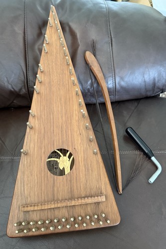 Vtg 1990 wood psaltery harp - wood,