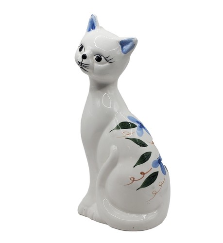 Vintage blue floral cat - floral,