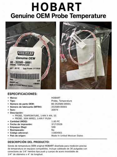 Hobart temperature probe - temperature,