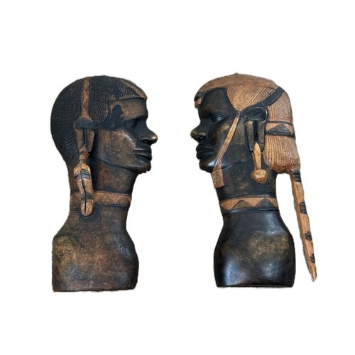 Pair african carved - pair,