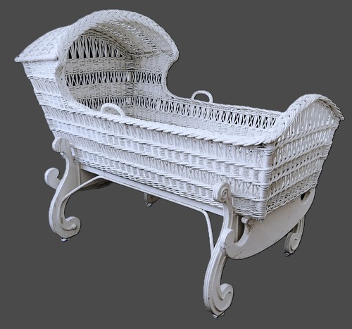 Antique wicker baby bed - antique,