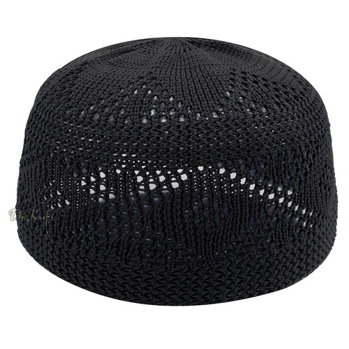 Black nylon kufi - nylon, skull