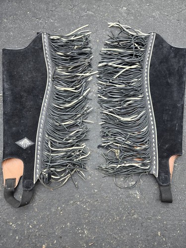 Suede leather chaps - leather, fringe