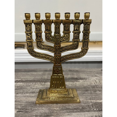 Vintage brass menorah seven - brass,