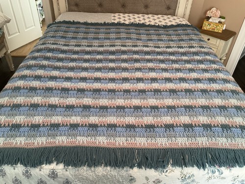 Blue gray blanket afghan - blue, &