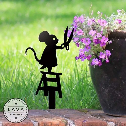 Mouse garden stake iron - mouse, art