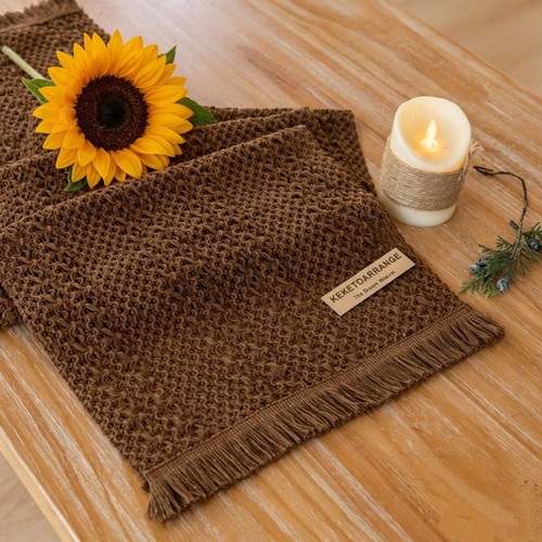 Boho brown table runner for - table,